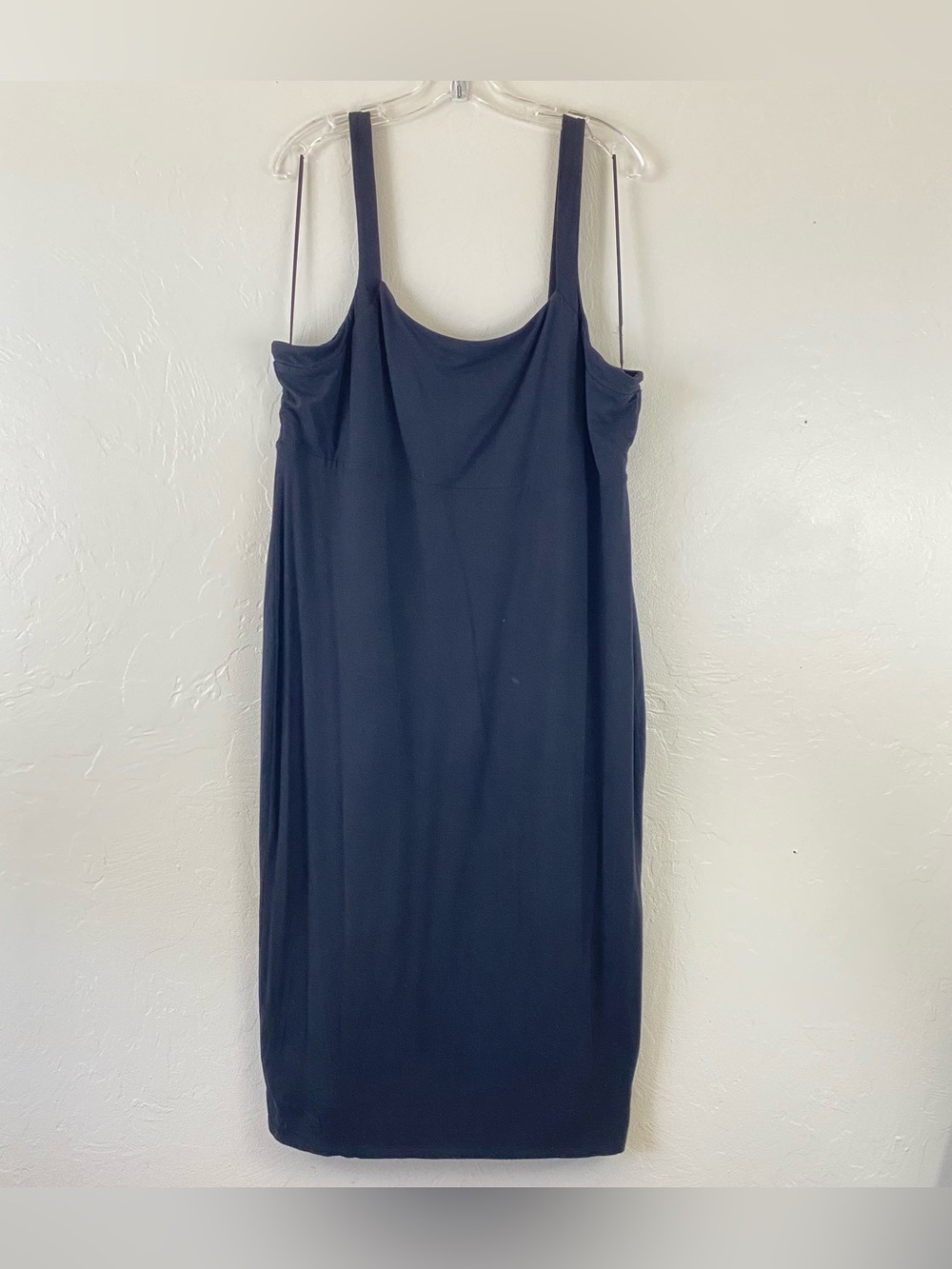 Good American 4X Black Jersey Cotton Knit Thin Strap Fitted Body-con Midi Dress